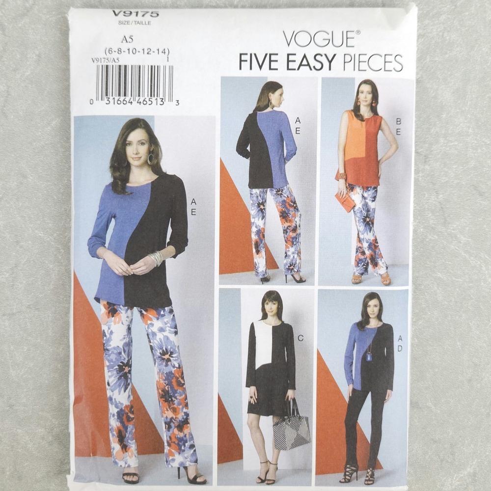 Vogue V9175 Misses Colorblock 5 Easy Pieces Sewing Pattern Work Capsule 6-14